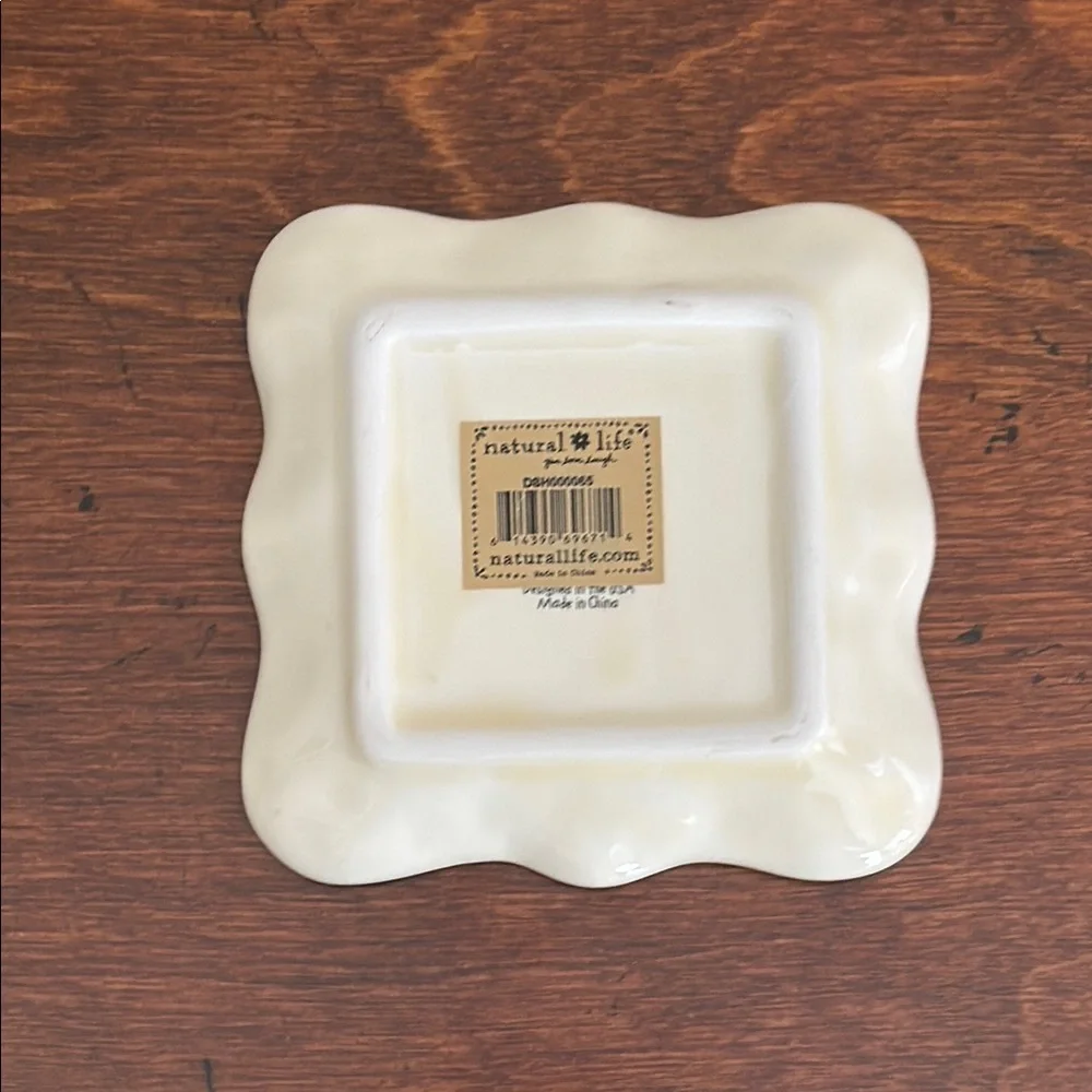 NATURAL LIFE Floral Ceramic Quote Trinket Tray OS NWT